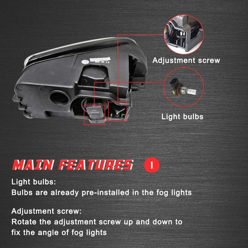 A ABIGAIL Driving Fog Lights Lamps Replacement for Honda Accord 2003-2007 Sedan JDM Japan style full kit 4 Door Only Rare with H11 12V 55W Halogen Bulbs & Wiring Harness Kit (Clear Lens) - Image 5